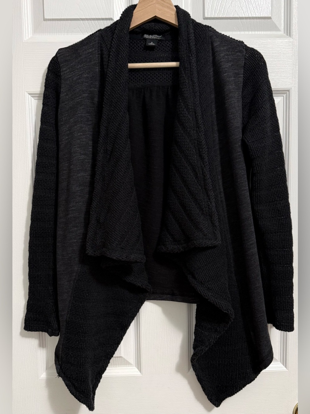 Lucky Brand Black Rustic  Draped Open-Front Women's Cardigan